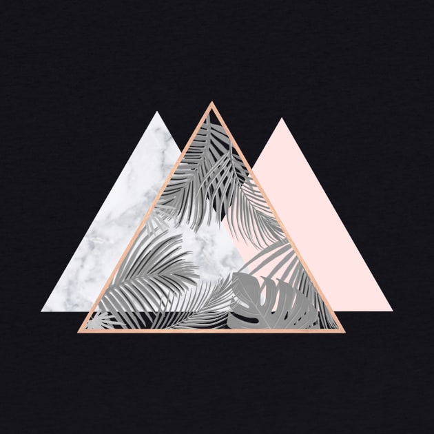 Copper blush gray marble geometric triangles pattern by xiari